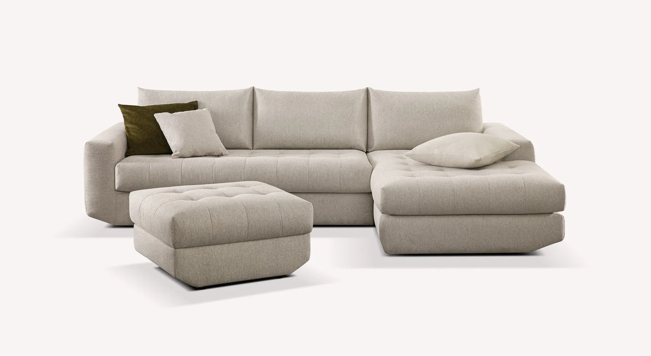 Lot canapé angle et pouf STELLA Gemma Avoine