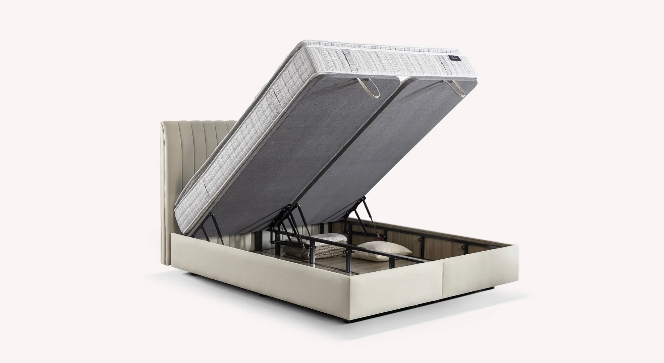 Pack lit coffre, matelas et tête de lit AMSTERDAM