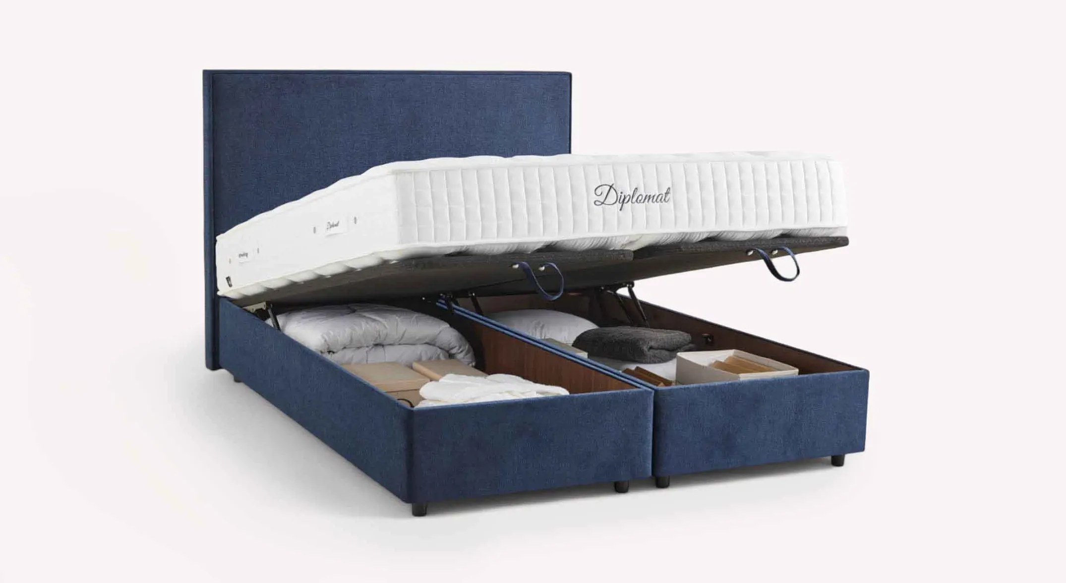 Pack lit coffre, matelas et tête de lit NINA
